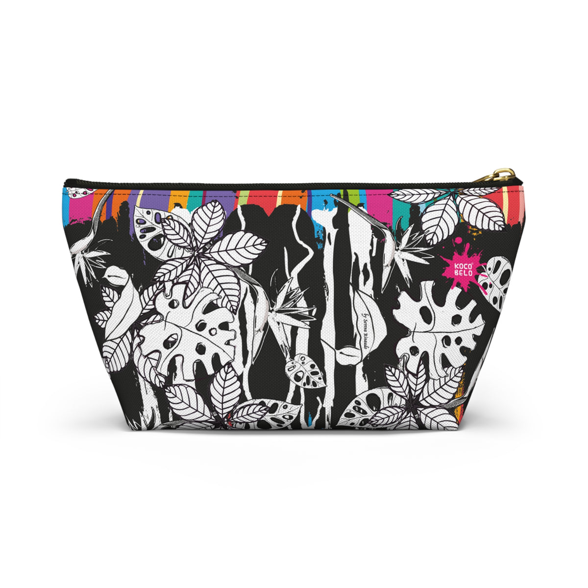 Vibrant Hojas Negras Accessory Pouch — T‑Bottom Cosmetic Bag