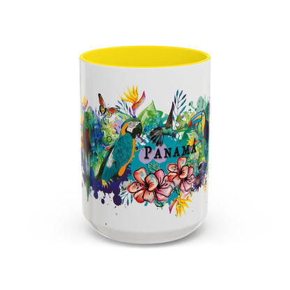 Panama Paradise Accent Coffee Mug - Colorful Tropical Bird Design - Perfect for Nature Lovers! 