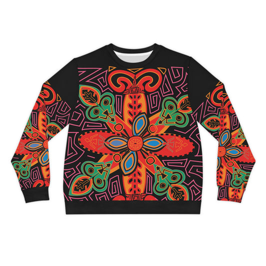 Bold Tribal Floral Lightweight Sweatshirt — Vibrant All-Over-Print