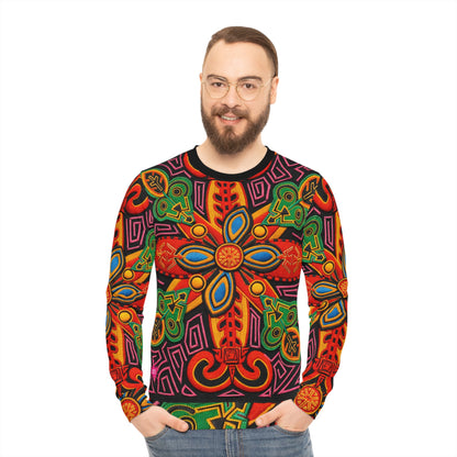Bold Tribal Floral Lightweight Sweatshirt — Vibrant All-Over-Print