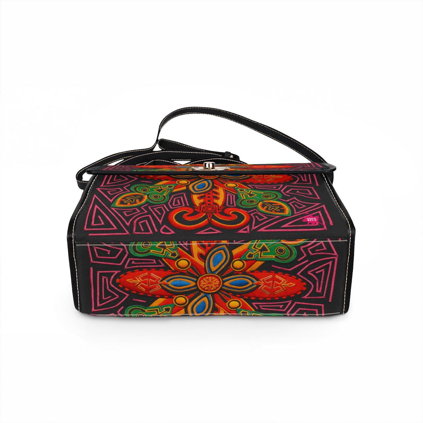 Waterproof Canvas Bag — Vibrant Tribal Floral Cross Design