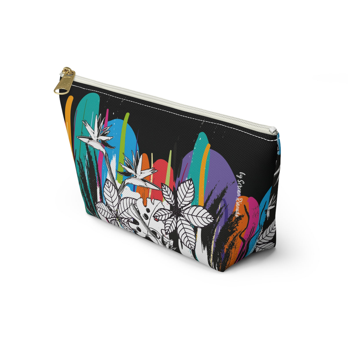 Vibrant Hojas Negras Accessory Pouch — T‑Bottom Cosmetic Bag