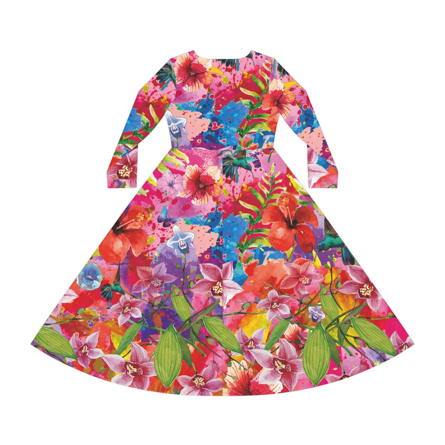 Floral Tropical Dance Dress — Vibrant Long-Sleeve AOP