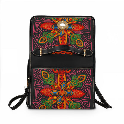 Waterproof Canvas Bag — Vibrant Tribal Floral Cross Design