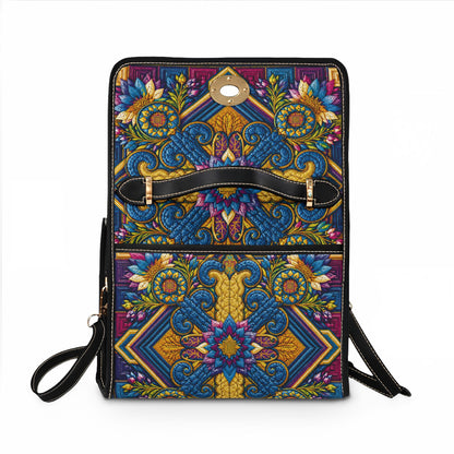 Waterproof Canvas Bag — Vibrant Tribal Floral Cross Design