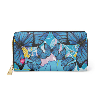 Cartera con Cierre Mariposas Azul