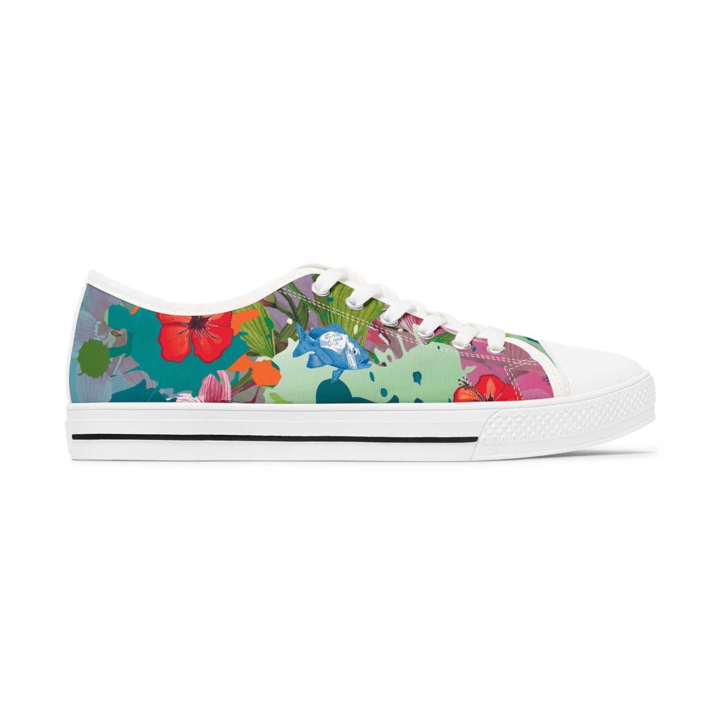 Low Top Sneakers — Colorful Floral Pattern Women's Casual Shoes