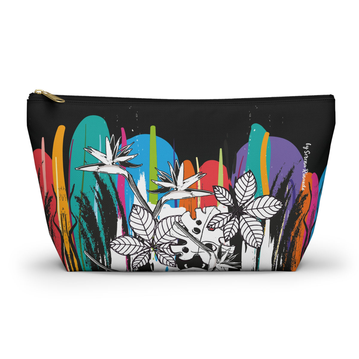 Vibrant Hojas Negras Accessory Pouch — T‑Bottom Cosmetic Bag