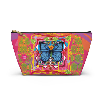 Vibrant Blue Butterfly Accessory Pouch — T‑Bottom Cosmetic Bag