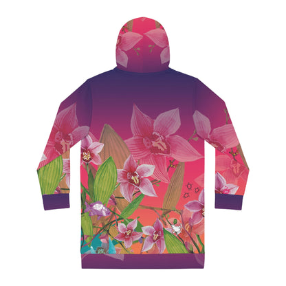 Robe à capuche pour femme Orquideas | Design botanique dynamique pour un confort décontracté 