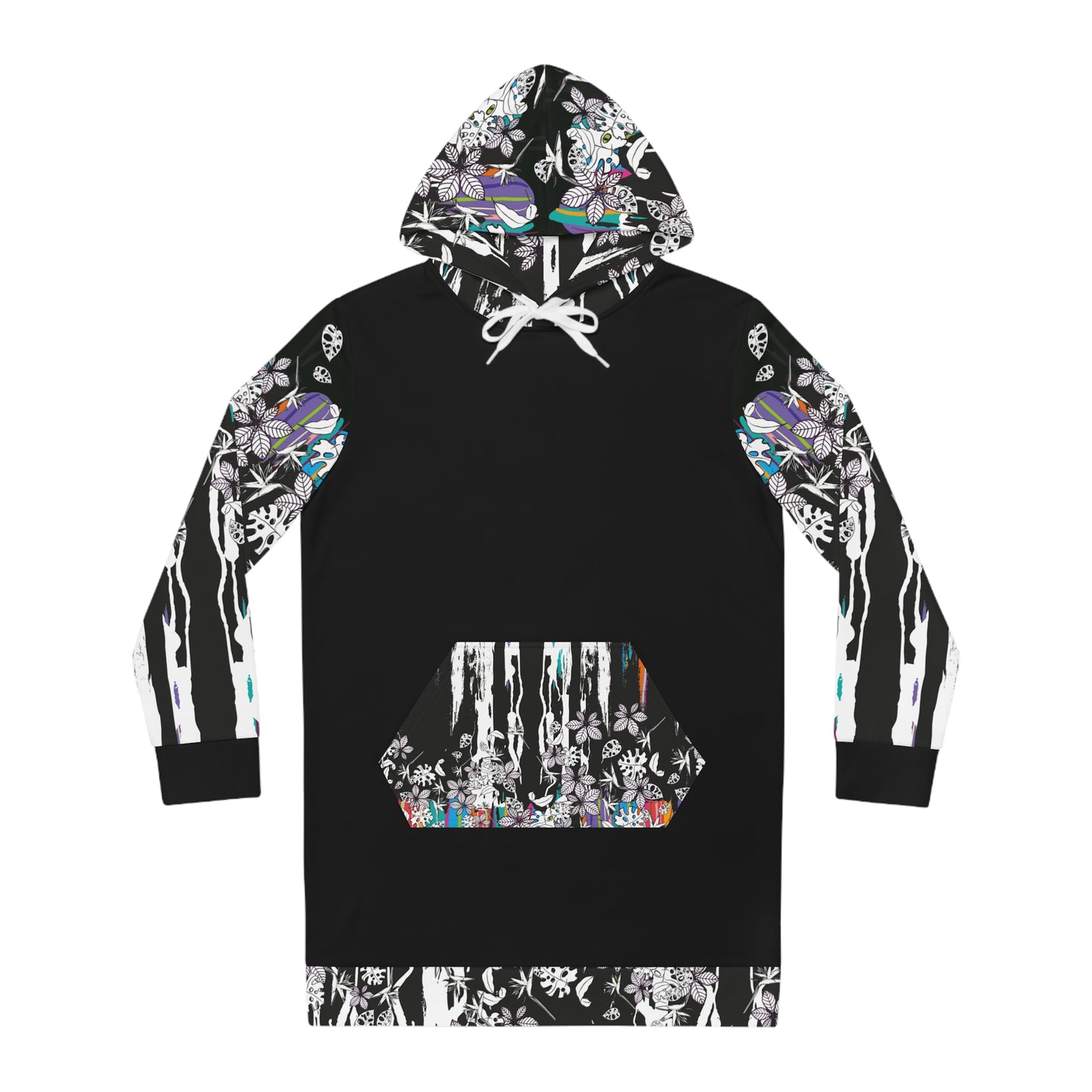 Vestido Sudadera  Hojas negra