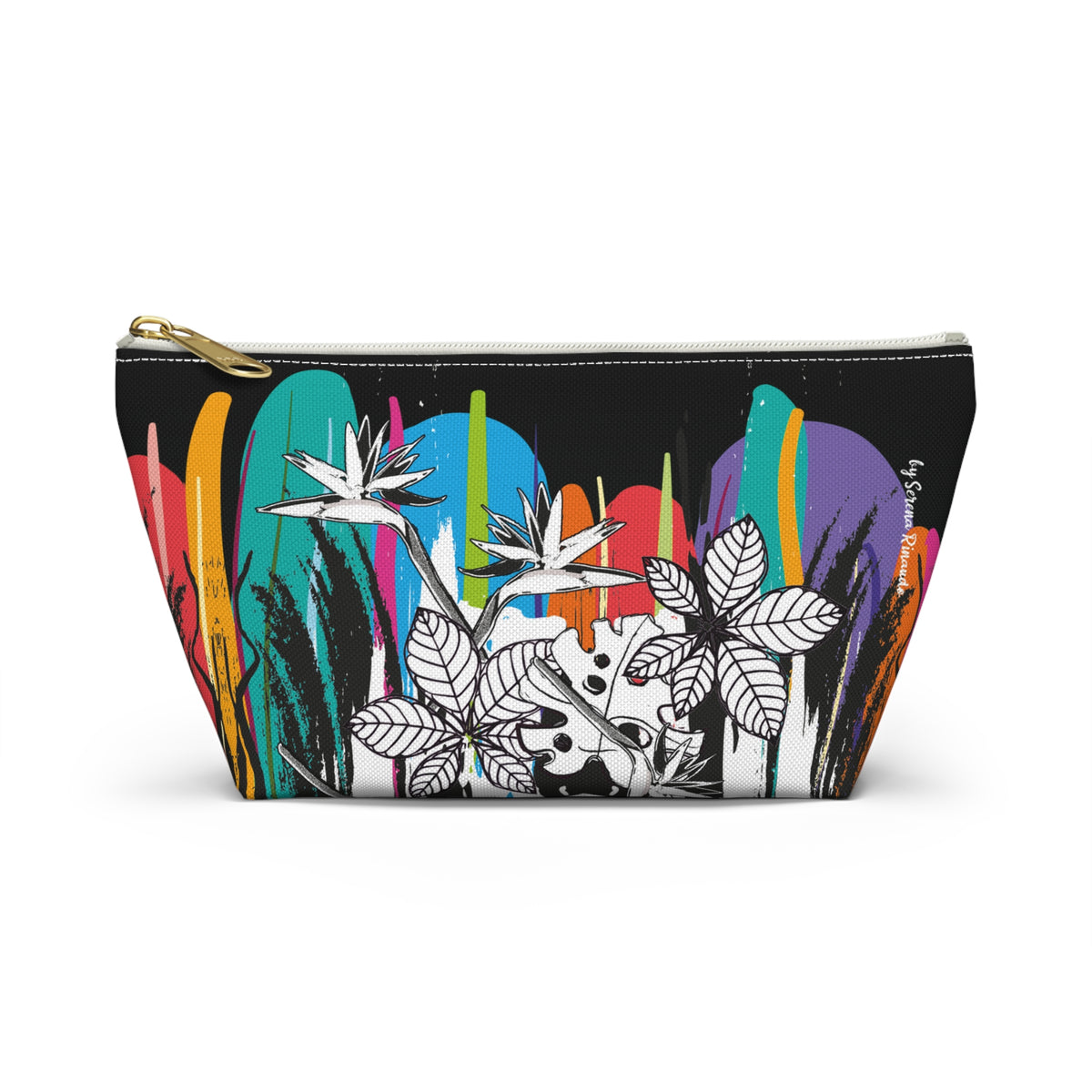 Vibrant Hojas Negras Accessory Pouch — T‑Bottom Cosmetic Bag