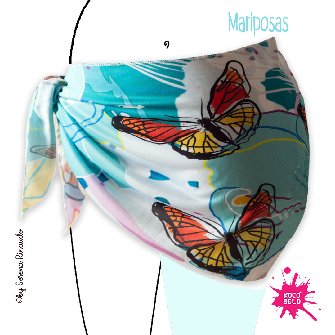 PAREO CUBRE BAÑADOR MARIPOSAS 135 cm x 35