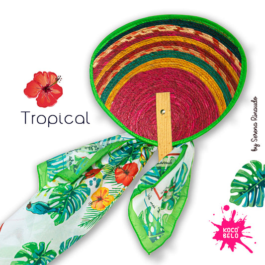 Combo - Abanico + Pañuelo - Diseño Tropical